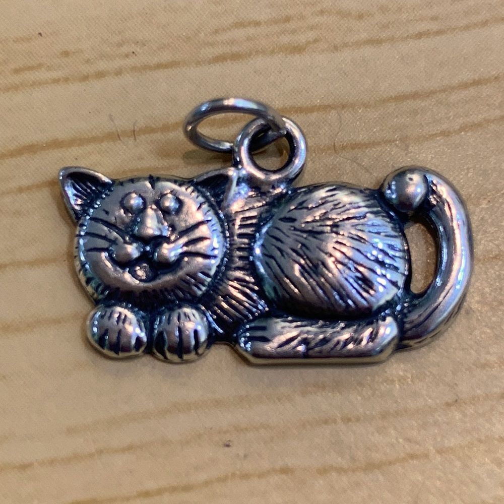 .925 Cat Sterling Silver Jewelry Charm